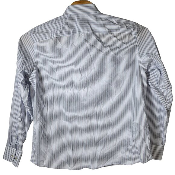 UNTUCKit Button Down Dress Shirt XL Men's White Blue Gray Striped Long Sleeve - Picture 3 of 6
